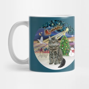 "Christmas Magic" with a Maine Coon Cat Tabby Mug